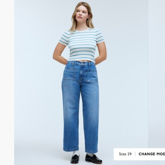 NWT Madewell The Emmett Wide-Leg Full Length Jeans Patch Pocket Edition Sz 30 - Picture 1 of 9